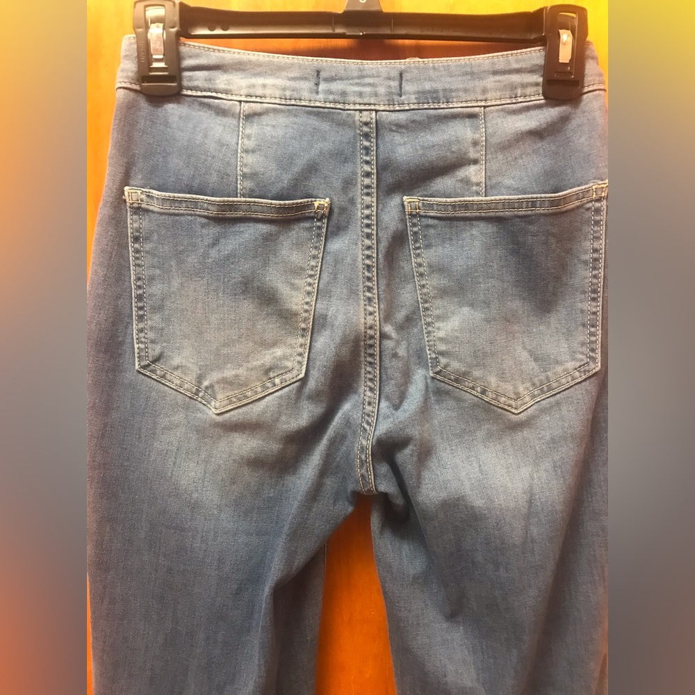 We the Free People 'Just Float On' Wide Flare Raw Distressed High Rise Jeans 25 - Picture 6 of 10